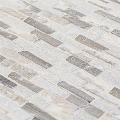 Whispering Cliffs Gray 11.125 in. x 12.25 in. Interlocking Mixed Limestone and Marble Mosaic Tile (9.46 sq. ft./Case) by Jeffrey Court -The Elite Tile Sales Store gray jeffrey court limestone tile 99715 1d 1000