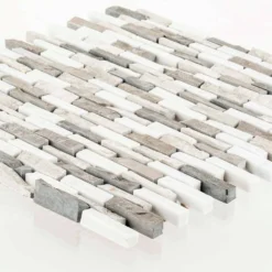 Whispering Cliffs Gray 11.125 in. x 12.25 in. Interlocking Mixed Limestone and Marble Mosaic Tile (9.46 sq. ft./Case) by Jeffrey Court -The Elite Tile Sales Store gray jeffrey court limestone tile 99715 40 1000