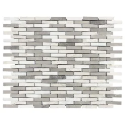 Whispering Cliffs Gray 11.125 in. x 12.25 in. Interlocking Mixed Limestone and Marble Mosaic Tile (9.46 sq. ft./Case) by Jeffrey Court