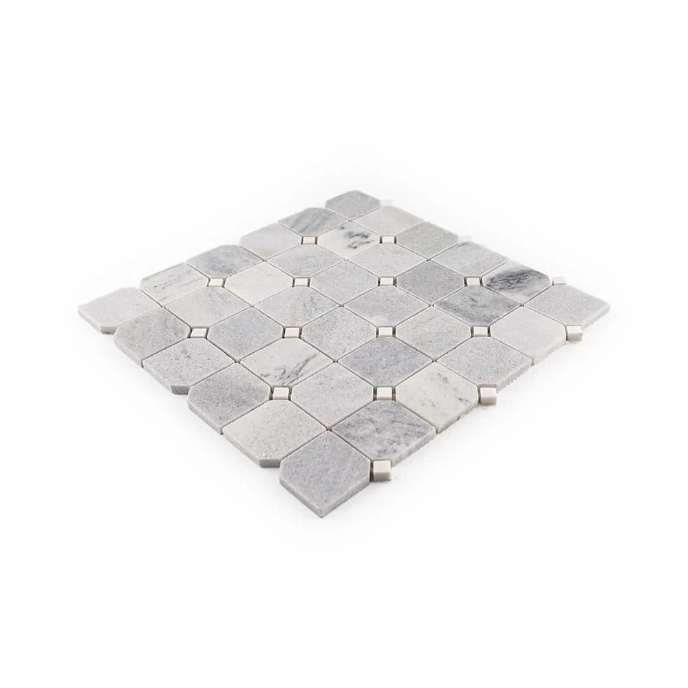 Fortune Grey 11.625 in. x 11.625 in. Polished White/Grey Squares Marble Wall/Floor Mosaic Tile (9.38 sq. ft./Case) by Jeffrey Court 5 Fortune Grey 11.625 in. x 11.625 in. Polished White/Grey Squares Marble Wall/Floor Mosaic Tile (9.38 sq. ft./Case) by Jeffrey Court - Image 3