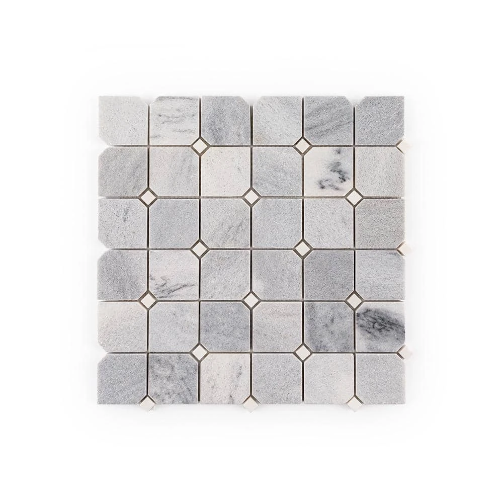 Fortune Grey 11.625 in. x 11.625 in. Polished White/Grey Squares Marble Wall/Floor Mosaic Tile (9.38 sq. ft./Case) by Jeffrey Court 3 Fortune Grey 11.625 in. x 11.625 in. Polished White/Grey Squares Marble Wall/Floor Mosaic Tile (9.38 sq. ft./Case) by Jeffrey Court