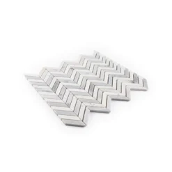 Jetwing White/Grey 10.75 in. x 11.875 in. Chevron Polished White/Grey Marble Wall/Floor Mosaic Tile (8.86 sq. ft./Case) by Jeffrey Court -The Elite Tile Sales Store gray jeffrey court marble tile 13071 40 1000