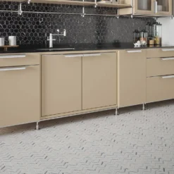 Jetwing White/Grey 10.75 in. x 11.875 in. Chevron Polished White/Grey Marble Wall/Floor Mosaic Tile (8.86 sq. ft./Case) by Jeffrey Court -The Elite Tile Sales Store gray jeffrey court marble tile 13071 4f 1000