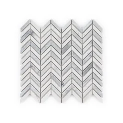Jetwing White/Grey 10.75 in. x 11.875 in. Chevron Polished White/Grey Marble Wall/Floor Mosaic Tile (8.86 sq. ft./Case) by Jeffrey Court