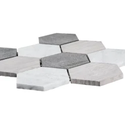 Tread Gray 12 in. x 10.5 in. Hexagon Textured Marble Wall and Floor Mosaic Tile (8.75 sq. ft./Case) by Jeffrey Court -The Elite Tile Sales Store gray jeffrey court marble tile 99284 40 1000