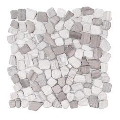 Bailey Grey Pebble 12 in. x 12 in. Honed Grey Limestone Wall and Floor Mosaic Tile (1 sq. ft./Each) by Jeffrey Court