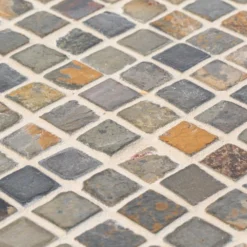 Slate Green 11.75 in. x 11.75 in. Textured Square Slate Wall and Floor Mosaic Tile (9.58 sq. ft./Case) by Jeffrey Court -The Elite Tile Sales Store green jeffrey court mosaic tile 99027 1d 1000