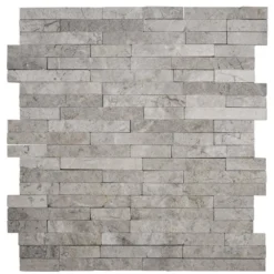 Fortress Split Face Grey 11.75 in. x 12 in. Interlocking Split Face Marble Mosaic Tile (9.79 sq. ft./Case) by Jeffrey Court
