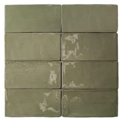 Catalina Kale 3 in. x 6 in. Polished Ceramic Subway Wall Tile (5.38 sq.ft./case) by Ivy Hill Tile
