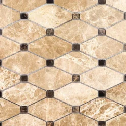 Diapson Light Emperador and Dark Emperador 11.87 in. x 13 in. Polished Marble Mosaic Tile (1.07 sq. ft./Sheet) by Ivy Hill Tile