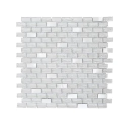 Crystal Ice Metallic 11.875 in. x 11.875 in. Interlocking Mixed Glass and Metal Mosaic Tile (9.79 sq. ft./Case) by Jeffrey Court