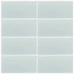 Morning Mist Blue 3 in. x 6 in. Subway Glossy Glass Wall Tile (10 sq. ft./Case) by Jeffrey Court