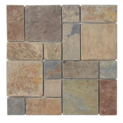 Rust Block Medley 11.75 in. x 11.75 in. Slate Wall and Floor Mosaic Tile (0.938 sq. ft./Each) by Jeffrey Court