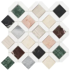 Lula Multicolor 11.92 in. x 11.92 in. Polished Marble Floor and Wall Tile (0.98 sq. ft./Each) by Ivy Hill Tile -The Elite Tile Sales Store multicolor ivy hill tile marble tile ext3rd106598 4f 1000