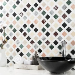 Lula Multicolor 11.92 in. x 11.92 in. Polished Marble Floor and Wall Tile (0.98 sq. ft./Each) by Ivy Hill Tile -The Elite Tile Sales Store multicolor ivy hill tile marble tile ext3rd106598 76 1000