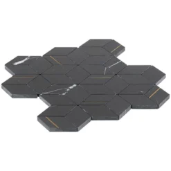Utopia Nero 13.58 in. x 11.73 in. Polished Marble and Brass Wall Mosaic Tile (1.11 sq. ft./Each) by Ivy Hill Tile -The Elite Tile Sales Store nero ivy hill tile marble tile ext3rd106523 fa 1000