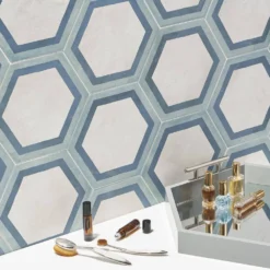 Dash Deco Ocean Cielo 8.5 in. x 9.84 in. Matte Hexagon Porcelain Floor and Wall Tile (12.66 sq. ft./Case) by Ivy Hill Tile -The Elite Tile Sales Store ocean cielo ivy hill tile porcelain tile ext3rd107126 76 1000