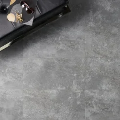 Revive 12mil Metalcrete 12.4 in. W x 24.4 in. L Pewter Waterproof Glue Down Vinyl Tile Flooring (42.04 Sq. Ft. / Case) by Ivy Hill Tile -The Elite Tile Sales Store pewter ivy hill tile vinyl tile ext3rd106437 c3 1000