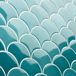 Beta Teal 2.44 in. x 5 in. Scallop Polished Ceramic Wall Tile (4.06 sq. ft./Case) by Ivy Hill Tile -The Elite Tile Sales Store teal ivy hill tile ceramic tile ext3rd105987 44 1000