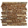 Walnut Foil Emperador Pencil 10.75 in. x 11 in. x 8mm Interlocking Textured Glass Marble Mosaic Tile (8.21 sq. ft./Case) by Jeffrey Court -The Elite Tile Sales Store walnut brown jeffrey court glass tile 99601 64 1000