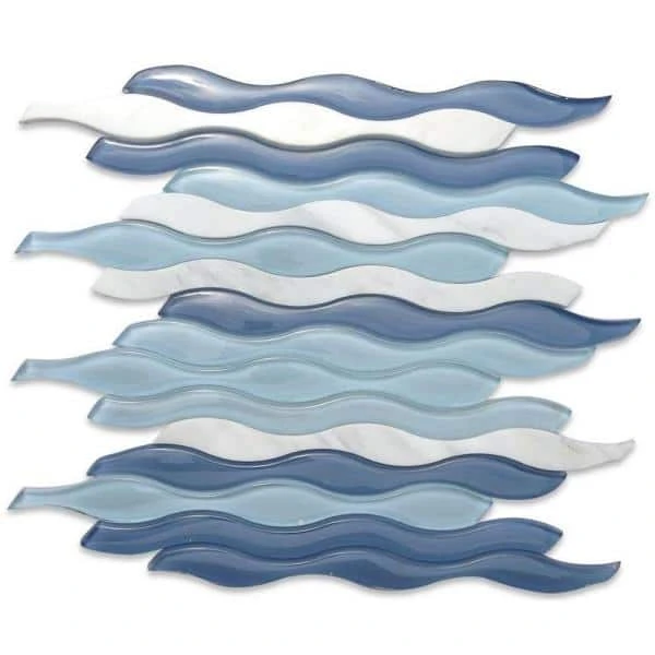 Flow Wave 12 in. x 11-1/2 in. Glass and Marble Mosaic Tile by Ivy Hill Tile 8 Flow Wave 12 in. x 11-1/2 in. Glass and Marble Mosaic Tile by Ivy Hill Tile - Image 6