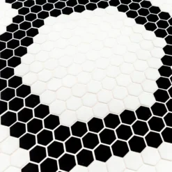 Madeline White/Black 10 in. x 11.5 in. Hexagon Matte Pressed Glass Mosaic Wall and Floor Tile (7.986 sq. ft./Case) by Jeffrey Court -The Elite Tile Sales Store white blk jeffrey court glass tile 13027 1d 1000
