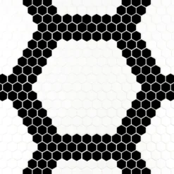 Madeline White/Black 10 in. x 11.5 in. Hexagon Matte Pressed Glass Mosaic Wall and Floor Tile (7.986 sq. ft./Case) by Jeffrey Court -The Elite Tile Sales Store white blk jeffrey court glass tile 13027 a0 1000