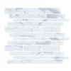 Hampton Cove White 11.625 in. x 11.625 in. Interlocking Glossy Glass Mosaic Tile (0.938 sq. ft./Each) by Jeffrey Court -The Elite Tile Sales Store white gray jeffrey court glass tile 93030 64 1000