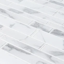 Hampton Cove White 11.625 in. x 11.625 in. Interlocking Glossy Glass Mosaic Tile (0.938 sq. ft./Each) by Jeffrey Court -The Elite Tile Sales Store white gray jeffrey court glass tile 93030 a0 1000