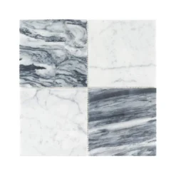 Checkmate White/Grey 11.875 in. x 11.875 in. Square Honed Carrara/Bardiglio Marble Mosaic Tile (9.79 sq. ft./Case) by Jeffrey Court