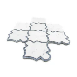 Medieval White/Grey 12.125 in. x 13 in. Arabesque Honed Carrara Marble/Gloss Blue Glass Mosaic Tile (10.946 sq.ft./Case) by Jeffrey Court -The Elite Tile Sales Store white grey jeffrey court marble tile 13029 40 1000