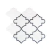Medieval White/Grey 12.125 in. x 13 in. Arabesque Honed Carrara Marble/Gloss Blue Glass Mosaic Tile (10.946 sq.ft./Case) by Jeffrey Court -The Elite Tile Sales Store white grey jeffrey court marble tile 13029 64 1000