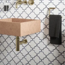 Medieval White/Grey 12.125 in. x 13 in. Arabesque Honed Carrara Marble/Gloss Blue Glass Mosaic Tile (10.946 sq.ft./Case) by Jeffrey Court -The Elite Tile Sales Store white grey jeffrey court marble tile 13029 c3 1000