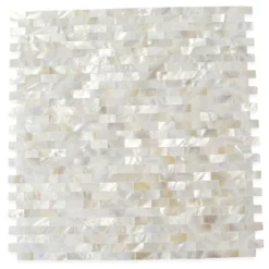 Mother of Pearl Serene White Bricks Seamless 12 in. x 12 in. Pearl Shell Glass Wall Mosaic Tile by Ivy Hill Tile