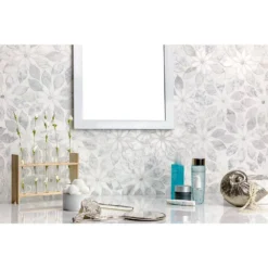 Thistle White 12.4 in. x 14.13 in. Polished Marble Mosaic Tile (1.21 sq. ft./Sheet) by Ivy Hill Tile -The Elite Tile Sales Store white ivy hill tile marble tile ext3rd101816 c3 1000