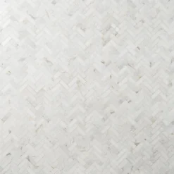 Arctic White 12 in. x 12.79 in. Herringbone Polished Marble Mosaic Tile (1.07 sq. ft./Sheet) by Ivy Hill Tile