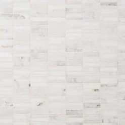 Arctic White 11.69 in. x 11.69 in. Waterfall Polished Marble Mosaic Tile (0.97 sq. ft./Sheet) by Ivy Hill Tile