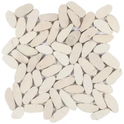 Countryside Sliced Flat Oval 11.81 in. x 11.81 in. White Floor and Wall Mosaic (0.97 sq. ft. / sheet) by Ivy Hill Tile -The Elite Tile Sales Store white ivy hill tile mosaic tile ext3rd105050 44 1000