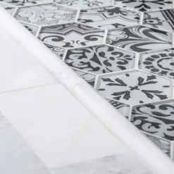 Morris Block White 12 in. x 10.375 in. Hexagon Glossy Glass Mosaic Tile (12.97 sq. ft./Case) by Jeffrey Court -The Elite Tile Sales Store white jeffrey court glass tile 99266 a0 1000