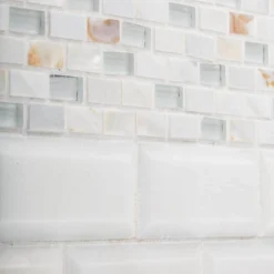Lightning White 11.75 in. x 11.75 in. Interlocking Mixed Glass, Shell and Marble Mosaic Tile (0.958 sq. ft./Each) by Jeffrey Court -The Elite Tile Sales Store white jeffrey court glass tile 99747 a0 1000
