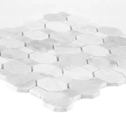 Crisp Illusion White 10.375 in. x 11.125 in. Hexagon Marble Wall and Floor Mosaic Tile (8.01 sq. ft./Case) by Jeffrey Court -The Elite Tile Sales Store white jeffrey court limestone tile 99784 40 1000