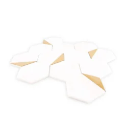 Bees Knees White 13 in. x 11.125 in. Hexagon Honed Marble and Metal Mosaic Wall and Floor Tile (10.04 sq. ft./Case) by Jeffrey Court -The Elite Tile Sales Store white jeffrey court marble tile 13017 40 1000