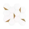 Bees Knees White 13 in. x 11.125 in. Hexagon Honed Marble and Metal Mosaic Wall and Floor Tile (10.04 sq. ft./Case) by Jeffrey Court
