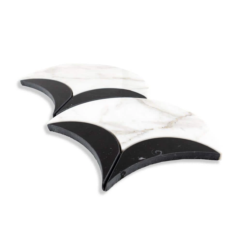 Parasol White/Black 8.5in. x 8.625in. Polished Calacatta/Nero Marquina/Marble Wall/Floor Mosaic Tile (5.09 sq. ft./Case) by Jeffrey Court 5 Parasol White/Black 8.5in. x 8.625in. Polished Calacatta/Nero Marquina/Marble Wall/Floor Mosaic Tile (5.09 sq. ft./Case) by Jeffrey Court - Image 3