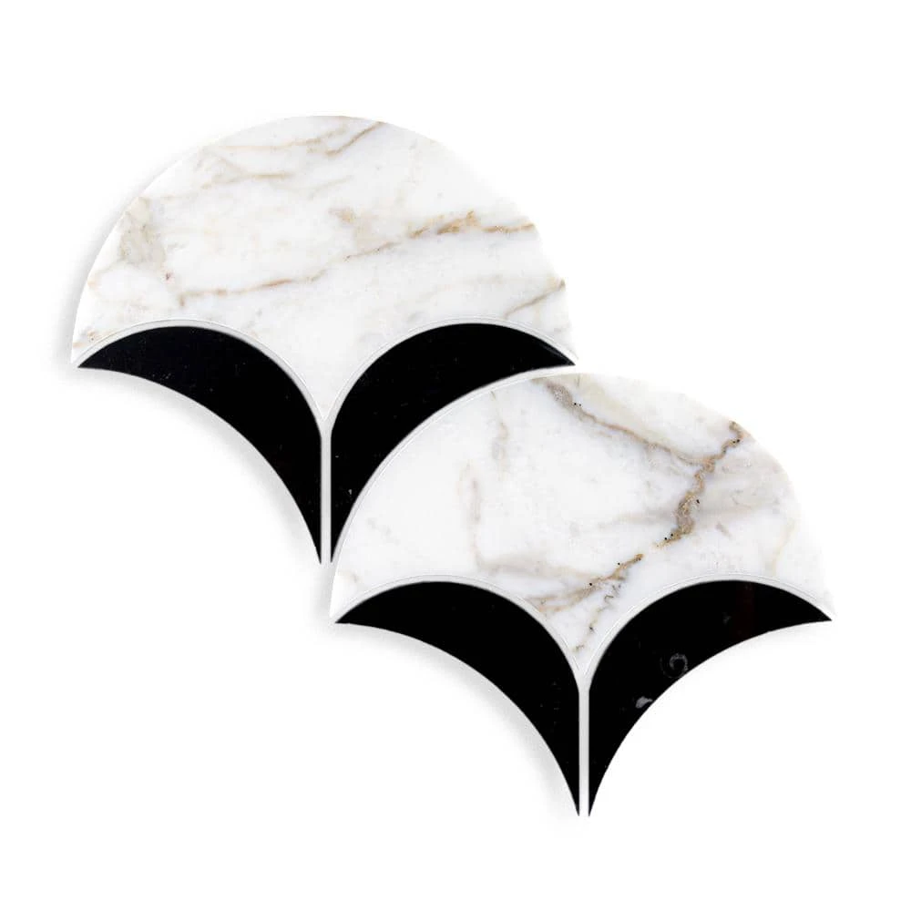 Parasol White/Black 8.5in. x 8.625in. Polished Calacatta/Nero Marquina/Marble Wall/Floor Mosaic Tile (5.09 sq. ft./Case) by Jeffrey Court 3 Parasol White/Black 8.5in. x 8.625in. Polished Calacatta/Nero Marquina/Marble Wall/Floor Mosaic Tile (5.09 sq. ft./Case) by Jeffrey Court