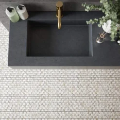 Trapezium White 10.625 in. x 12 in. Polished Calacatta Thassos/Dolomite/Marble Wall/Floor Mosaic (8.85 sq. ft./Case) by Jeffrey Court -The Elite Tile Sales Store white jeffrey court marble tile 13021 4f 1000