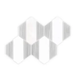 Cravat White/Grey 7.375 in. x 10.125 in. Geometric Honed Thassos/Grey Marble Wall/Floor Mosaic Tile (5.18 sq. ft./Case) by Jeffrey Court