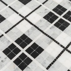Oxford White/Black 10.125 in. x 10.125 in. Honed Thassos/Nero Marquina/Carrara Marble Mosaic Tile (7.12 sq. ft./Case) by Jeffrey Court -The Elite Tile Sales Store white jeffrey court marble tile 13025 1d 1000