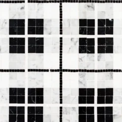 Oxford White/Black 10.125 in. x 10.125 in. Honed Thassos/Nero Marquina/Carrara Marble Mosaic Tile (7.12 sq. ft./Case) by Jeffrey Court -The Elite Tile Sales Store white jeffrey court marble tile 13025 a0 1000