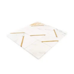 Jazzy White/Gold 11.75 in. x 11.75 in. Square Honed Calacatta Marble/Gold Metal Mosaic Tile (9.588 sq. ft./Case) by Jeffrey Court -The Elite Tile Sales Store white jeffrey court marble tile 13031 40 1000